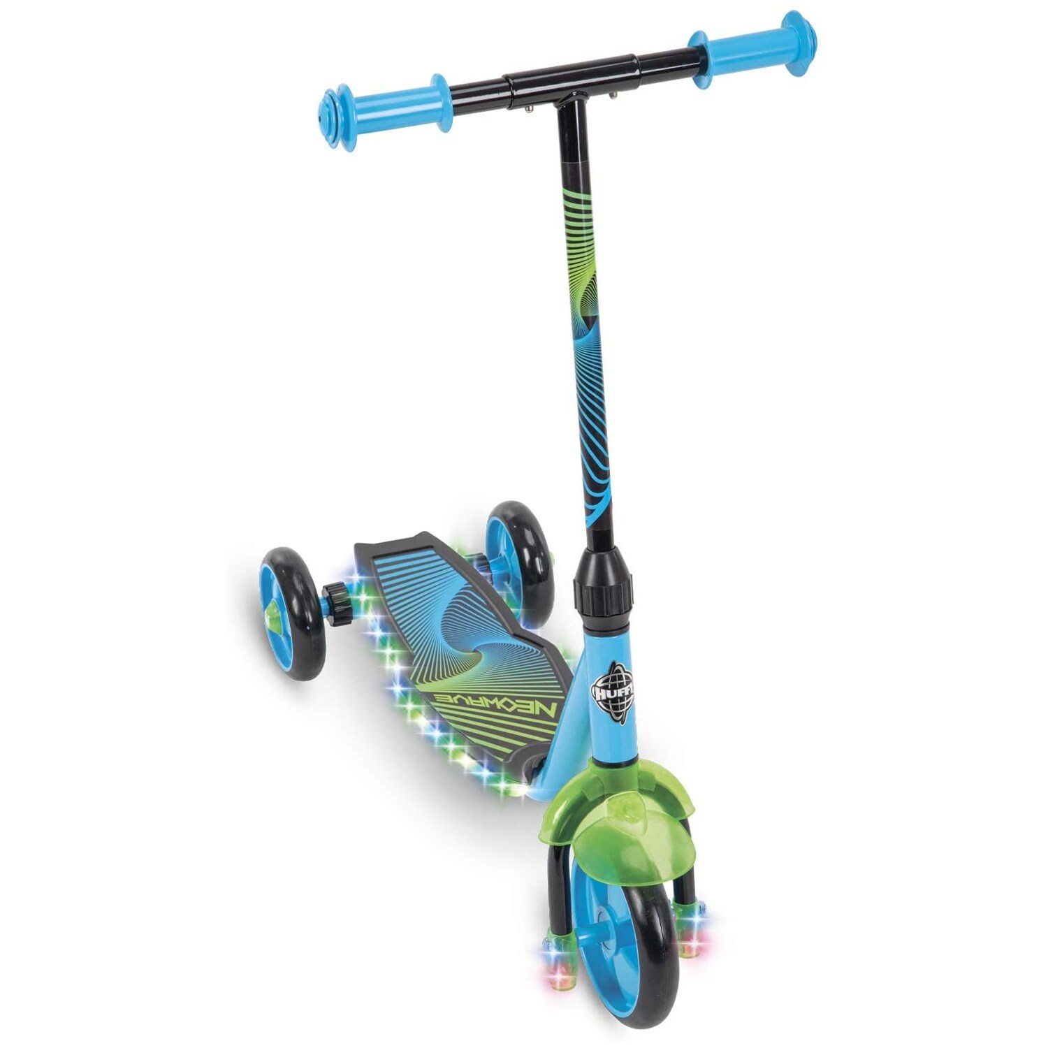 Huffy Neowave Kids Ages 3+ Steel Outdoor 3 Wheel Scooter w/ LED